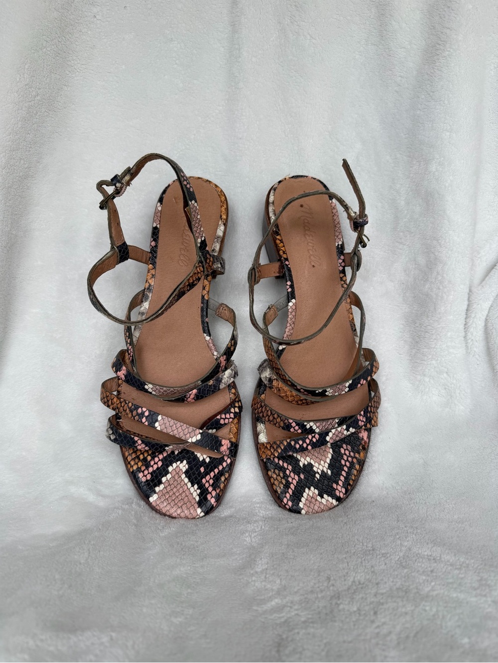 Madewell The Lori Sandal in Snake Embossed Leather Size 8